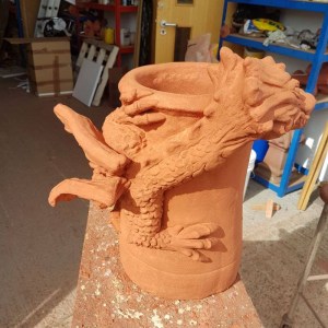 dragon chimney pot slow cure terracotta